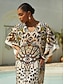 abordables Robes Maxi-Leopard Motif Dolman Sleeve Chiffon Maxi Dress