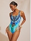 abordables une pièce-Feather Leopard Print Fitted Swimsuit