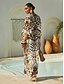 abordables Robes Maxi-Leopard Motif Dolman Sleeve Chiffon Maxi Dress