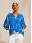 abordables blouses-Ocean Elements Print Loose Chiffon Top