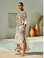abordables Robes Maxi-Leopard Motif Dolman Sleeve Chiffon Maxi Dress