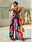 preiswerte Overalls-Satin Floral Print Camisole Jumpsuit