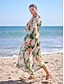cheap Maxi Dresses-Botanical Print Chiffon Maxi Dress