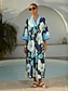 abordables Robes Maxi-Color Block Floral Dolman Maxi Dress