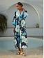 abordables Robes Maxi-Color Block Floral Dolman Maxi Dress