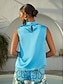 abordables blouses-Satin Stand Collar Sleeveless Wide Shoulder Casual Vacation Shirt