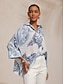 economico bluse-Retro Floral Dolman Chiffon Shirt