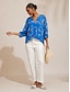 abordables blouses-Ocean Elements Print Loose Chiffon Top