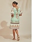 abordables Robes Midi-Vintage Satin Ethnic Geometric Midi Dress