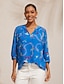 abordables blouses-Ocean Elements Print Loose Chiffon Top