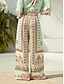 abordables Pantalones-Geometric Satin Vacation Wide Leg Pants