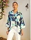 abordables blouses-Floral Chiffon High Low Short Shirt