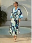 abordables Robes Maxi-Color Block Floral Dolman Maxi Dress