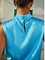 abordables blouses-Satin Stand Collar Sleeveless Wide Shoulder Casual Vacation Shirt