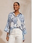 economico bluse-Retro Floral Dolman Chiffon Shirt