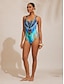 abordables une pièce-Feather Leopard Print Fitted Swimsuit