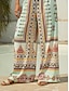 abordables Pantalones-Geometric Satin Vacation Wide Leg Pants
