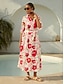 abordables Vestidos Maxi-Abstract Floral Print Shirt Dress Casual