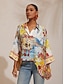 cheap Blouses-Scenic Floral Chiffon Dolman Short Shirt