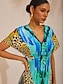 cheap Maxi Dresses-Jungle Print Satin Fitted Waist Maxi Dress
