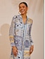 economico Abiti midi-Retro Chiffon Paisley Pattern Shirt Dress
