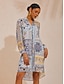 economico Abiti midi-Retro Chiffon Paisley Pattern Shirt Dress