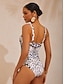 economico pezzo unico-Leopard Chain Print Stretch One Piece Swimsuit