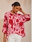 abordables blouses-Floral Asymmetrical Dolman Chiffon Shirt