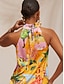 abordables Tank Tops &amp; Camis-Satin Floral Print Halter Top