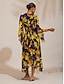 abordables Robes Maxi-Abstract Floral Waist defined Chiffon Maxi Dress