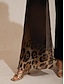 abordables Pantalon-Gradient Leopard Chiffon Wide Leg Pants