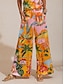 economico Pantaloni-Floral Straight Wide Leg Pants