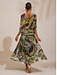 cheap Maxi Dresses-Vacation Butterfly Print Chiffon Maxi Dress