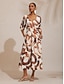 abordables Robes Maxi-Brushstroke Print Satin Maxi Dress