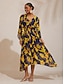 abordables Robes Maxi-Abstract Floral Waist defined Chiffon Maxi Dress