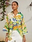 cheap Blouses-Floral Dolman Sleeve Chiffon Shirt