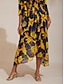 abordables Robes Maxi-Abstract Floral Waist defined Chiffon Maxi Dress
