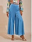 cheap Pants-Vacation Elastic Waist Satin Wide Leg Pants