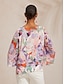 economico bluse-Abstract Floral Layered Chiffon Blouse