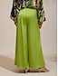 abordables Pantalon-Satin Elastic Waist Wide Leg Pants