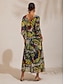 cheap Maxi Dresses-Vacation Butterfly Print Chiffon Maxi Dress