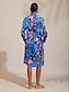 economico Abiti midi-Abstract Satin Floral Straight Shirt Dress