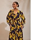 abordables Robes Maxi-Abstract Floral Waist defined Chiffon Maxi Dress