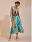 abordables Robes Maxi-Satin Jungle Print Elegant Maxi Dress