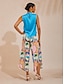 cheap Pants-Geometric Floral Satin Wide Leg Pants