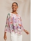 economico bluse-Abstract Floral Layered Chiffon Blouse