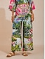 economico Pantaloni-Jungle Print Satin Wide Leg Pants