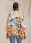 cheap Blouses-Scenic Floral Chiffon Dolman Short Shirt