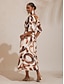 abordables Robes Maxi-Brushstroke Print Satin Maxi Dress