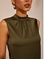 economico Tank Tops &amp; Camis-Satin Stand Collar Sleeveless Top